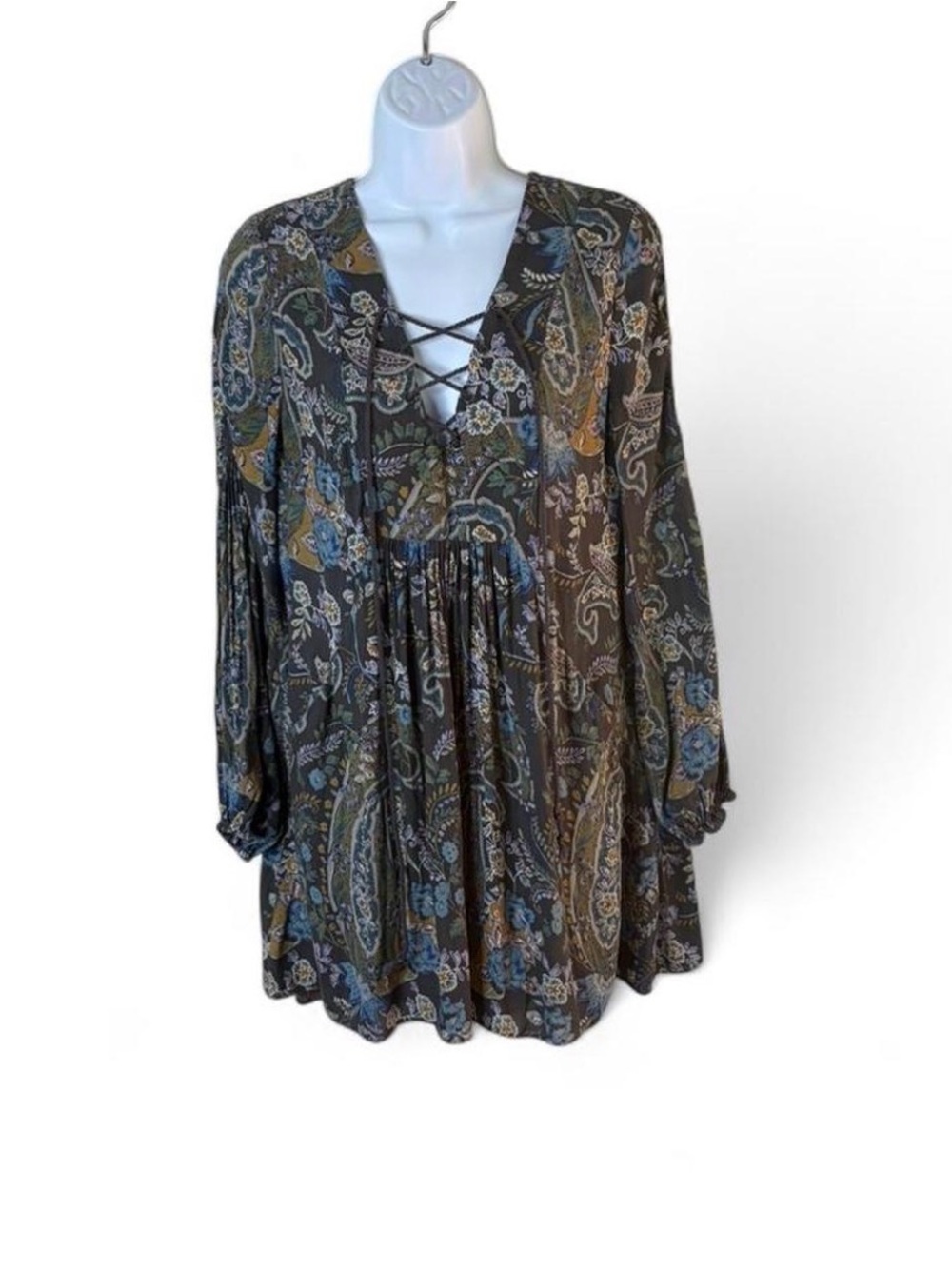 Free People Rain or Shine Paisley Mini Dress - Dark Grey - Women's Size S
